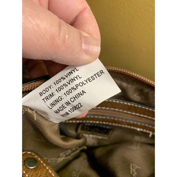 Vintage b.o.c. BORN Crossbody Purse 2 Tone Tan Faux‎ Suede Double Strap - Picture 8 of 15